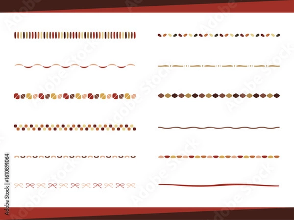Obraz 和モダンな雰囲気の秋色ライン、罫線
、下線のイラスト素材セット