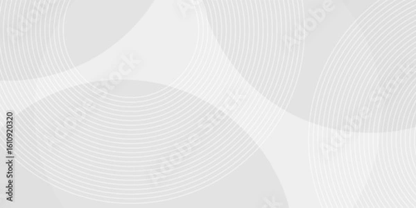 Fototapeta White geometric abstract background overlap layer on bright space with lines effect decoration. Modern graphic design element circles style concept for banner.