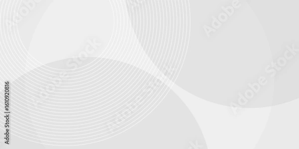 Fototapeta White geometric abstract background overlap layer on bright space with lines effect decoration. Modern graphic design element circles style concept for banner.