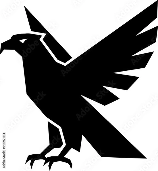 Fototapeta Dynamic Black Hawk Illustration, Graphic Design, Digital Art, Vector, Bold Style