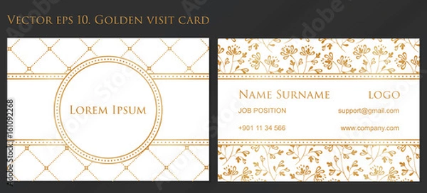 Fototapeta VECTOR eps 10. Design for Visiting card and business card with elegant flowers. In CMYK. Front page and back page. 90mm - 50mm
