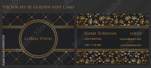 Obraz VECTOR eps 10. Design for Visiting card and business card with elegant flowers. In CMYK. Front page and back page. 90mm - 50mm

