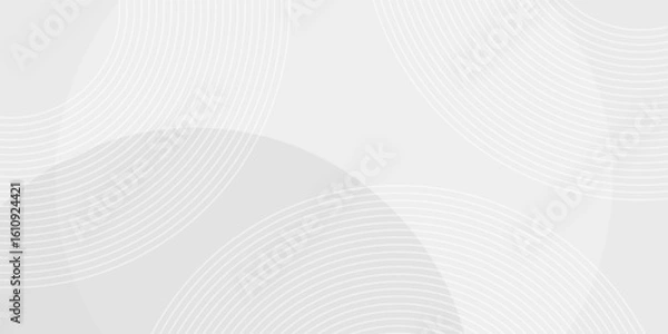Fototapeta White geometric abstract background overlap layer on bright space with lines effect decoration. Modern graphic design element circles style concept for banner.