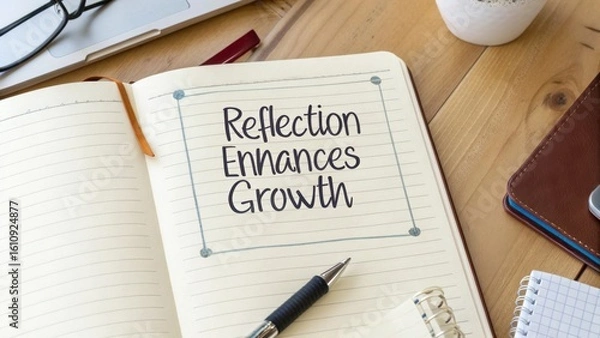 Fototapeta Growth Mindset Message on Crumpled Paper in a Cozy Workspace