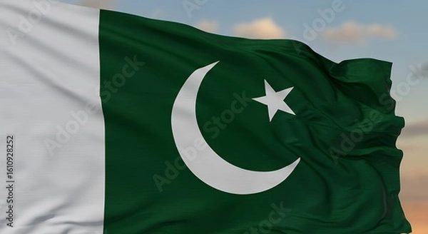 Obraz Waving flags of Pakistan and Algeria side by side as national symbols in the wind