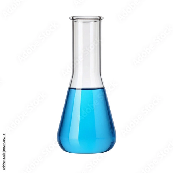 Fototapeta Laboratory flask with blue liquid.