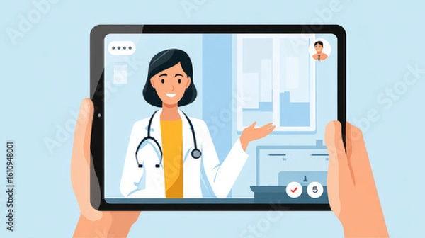 Obraz Telehealth consultation virtual clinic digital art medical environment close-up view healthcare innovation