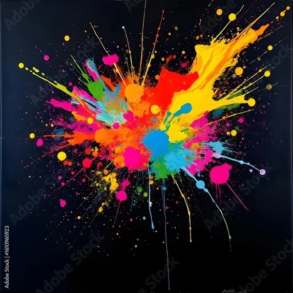 Fototapeta Paint splashes on black