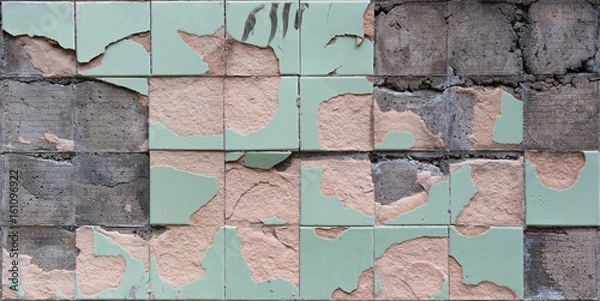 Obraz Seamless broken green tile texture, concept of destroy