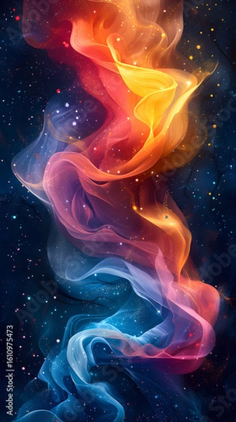 Fototapeta vibrant cosmic flame swirl in abstract nebula background with fiery tones