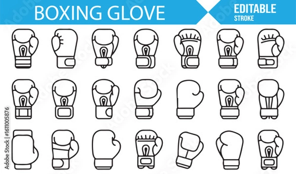 Fototapeta Various Boxing Gloves Icons Representing Punching, Fighting, and Sports