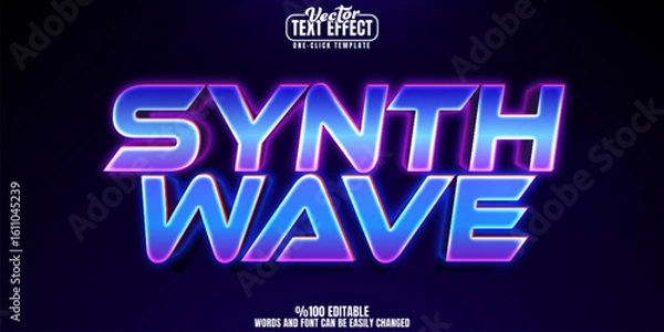 Obraz Synth editable text effect, customizable wave and party 3d font style