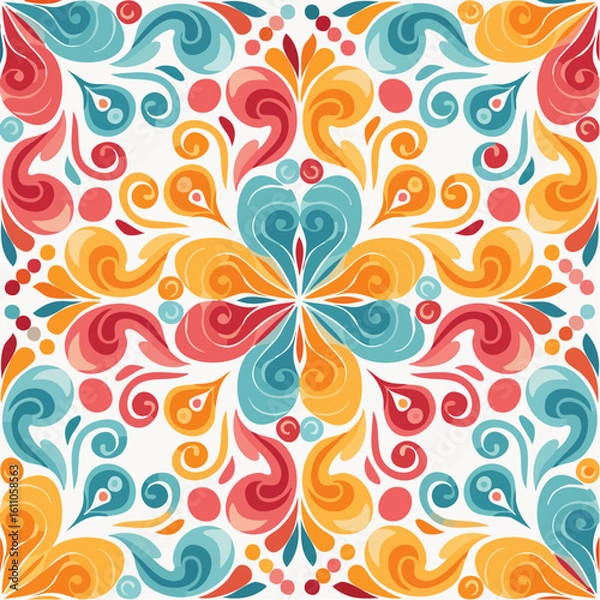 Fototapeta Vibrant Pucci Style Seamless Pattern - Abstract Swirls in Bold Colors