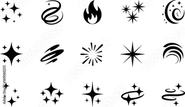 Obraz Vector sparkle and fire icons:  magical design elements set