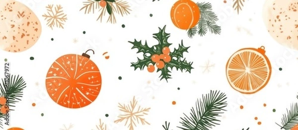 Obraz Easter themed seamless pattern with decorated eggs and oranges in a festive design