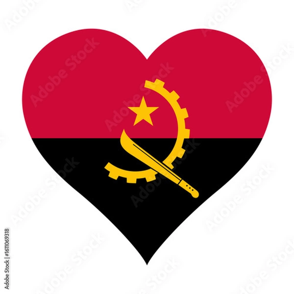 Fototapeta Angola flag heart shaped icon digital vector illustration. National flag of Angola. Love flag icon.