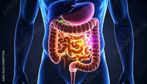 Obraz Human Digestive System Anatomy Illustration for Medical Use