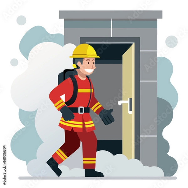 Fototapeta fireman firefighter with axe