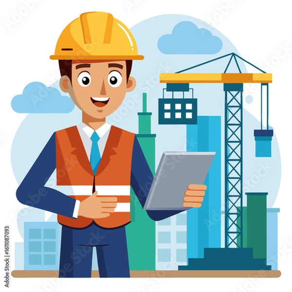 Obraz architect with blueprint