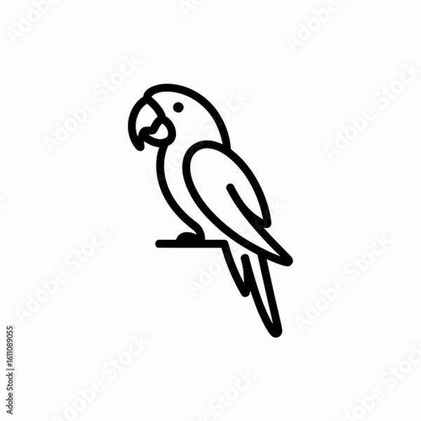Fototapeta Simple line art parrot icon isolated on white background