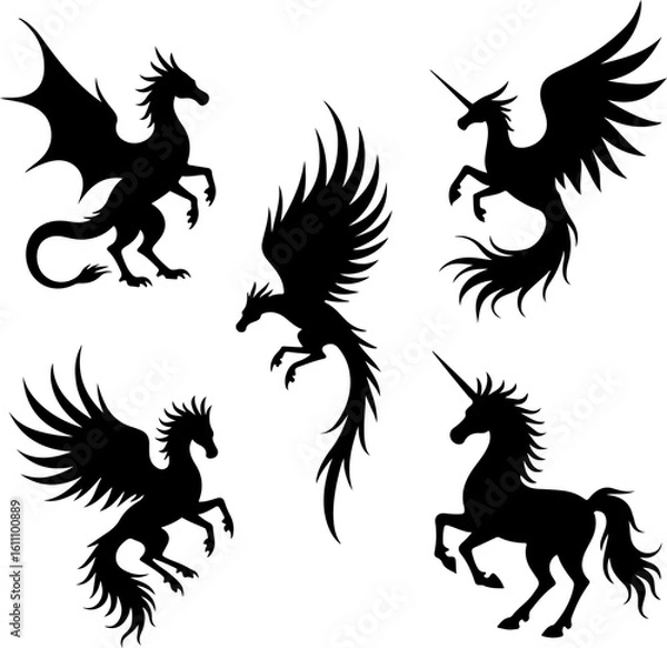 Fototapeta dragon, phoenix, tattoo, design vector bundle