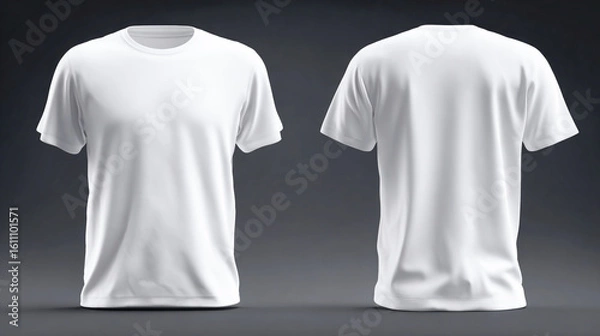 Fototapeta 3D realistic white T-shirt, front and back view on an isolated background.