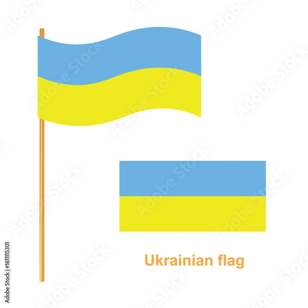 Fototapeta Ukrainian flag. Blue and yellow flag on white stock vector illustration for web, for print stock vector illustration