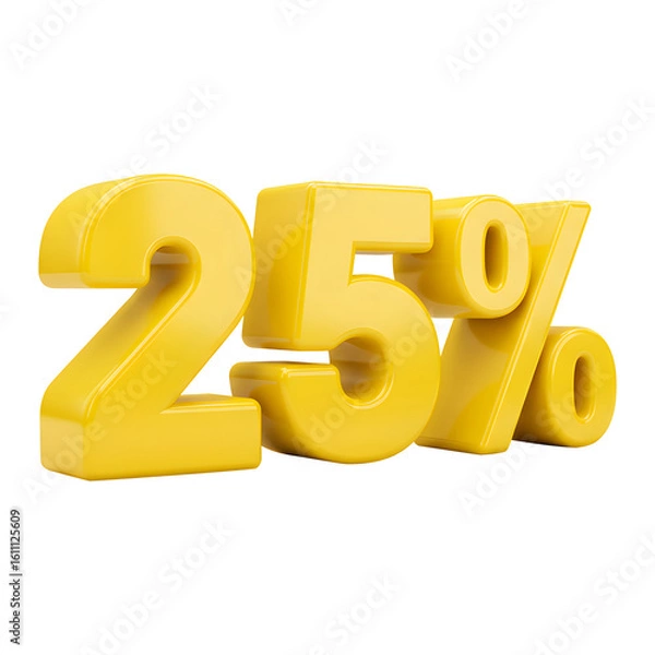 Fototapeta Shiny 3D 25% Discount Percentage Number Transparent Background Design