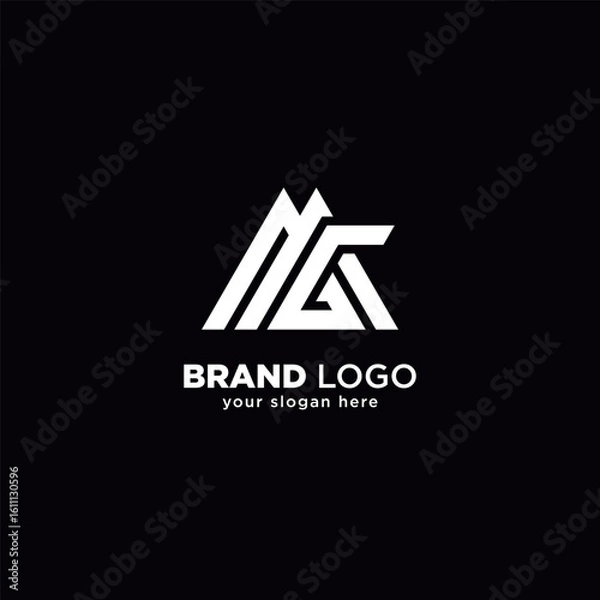 Obraz Modern Unique M and G Letter Monogram Logo with Black Background.