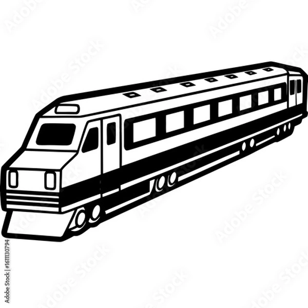 Fototapeta Minimalist Train Outline with Detailed Windows 