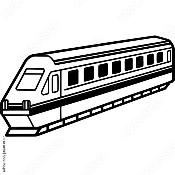 Fototapeta Minimalist Train Outline with Detailed Windows 