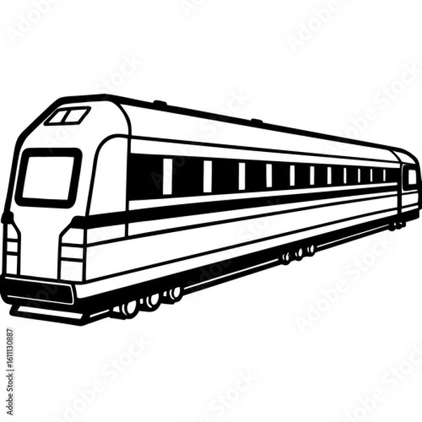 Fototapeta Minimalist Train Outline with Detailed Windows 