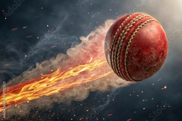 Obraz Cricket ball on fire