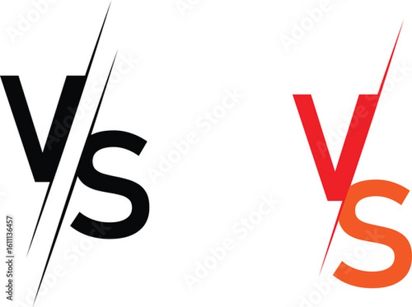 Fototapeta Comparison Graphic VS Letters Versus Logo Design Vector Illustration.