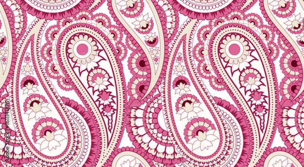 Fototapeta Seamless paisley pattern design. Hand draw ethnic pattern