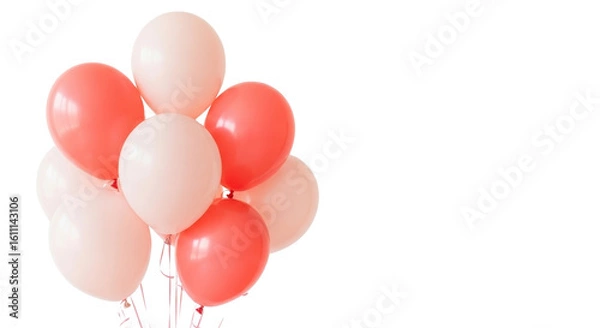 Fototapeta Joyful celebration with coral and blush balloons, perfect for parties and events