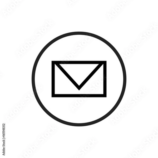 Obraz email icon, vector illustration, minimalistic, mail icon for web disain, compuer icon, envelope icon, with frame