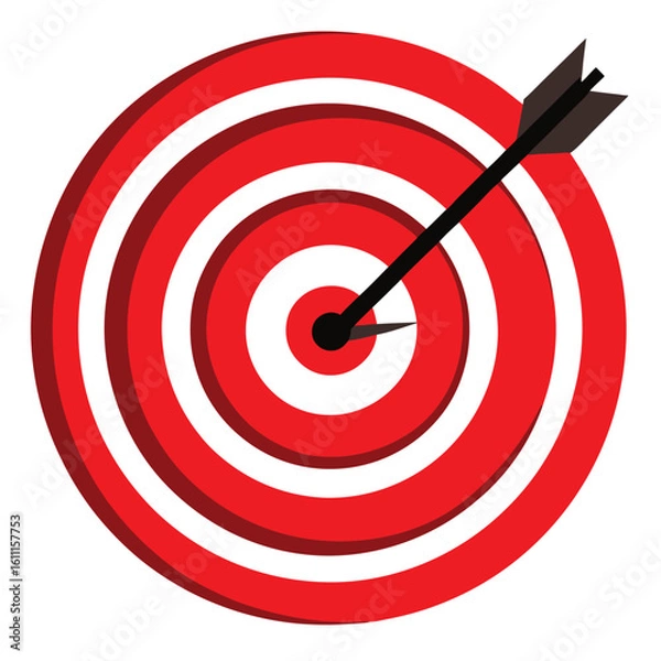 Obraz Arrow Hitting Center Bulls Eye Target Red and White Achievement Metaphor Accuracy Goal Reached