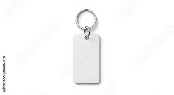 Obraz Simple keychain with blank white tag, isolated
