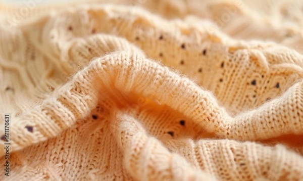 Obraz Textured knitted fabric detail gentle openwork peach tone background design