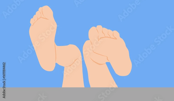 Fototapeta プールサイドで足を投げ出すイラスト