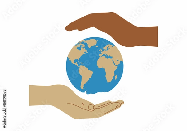 Obraz Diverse Hands Protecting Earth Globe Illustration