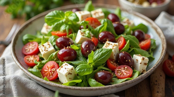 Fototapeta a Greek salad with feta and olives