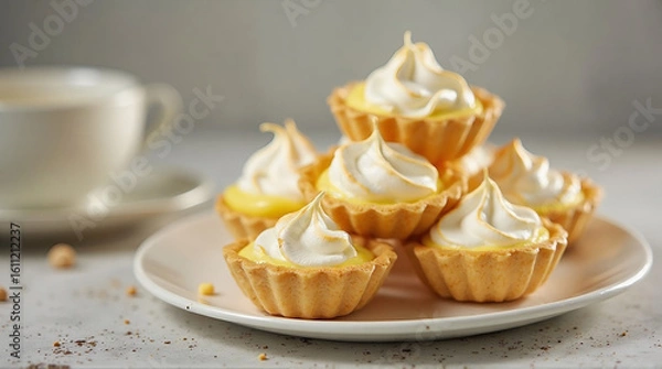 Fototapeta a stack of lemon meringue tartlets