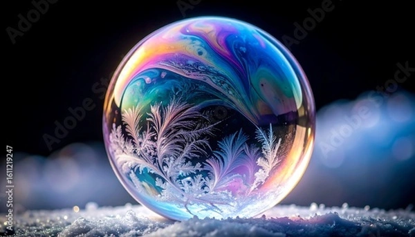 Fototapeta Frozen Bubble A Symphony of Color and Ice Crystals