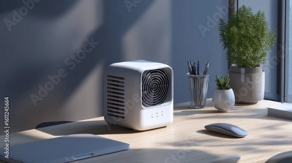 Obraz Compact and Portable Desk Air Conditioner for Personal Use
