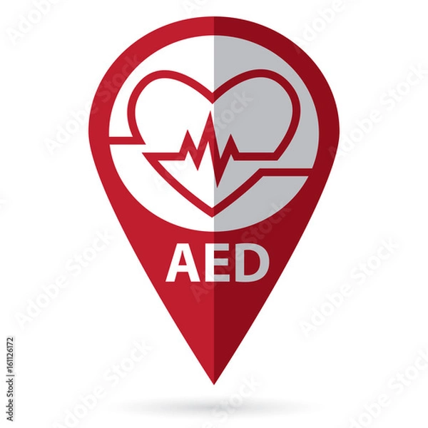 Fototapeta defibrillator symbol with location icon