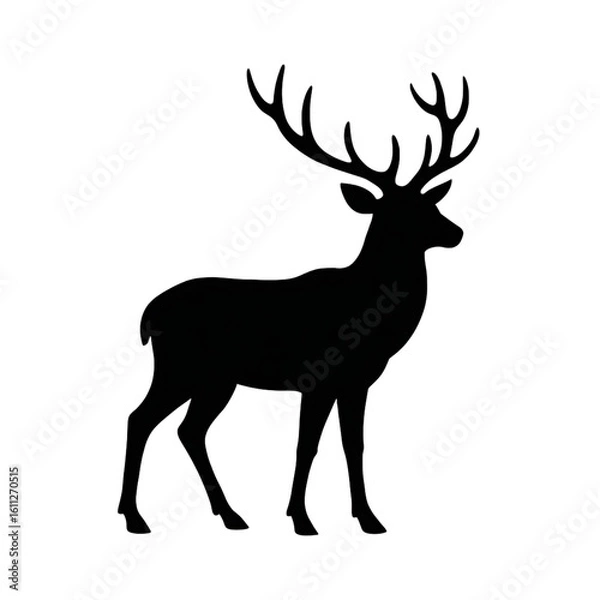 Obraz Graphic black silhouettes of wild deers