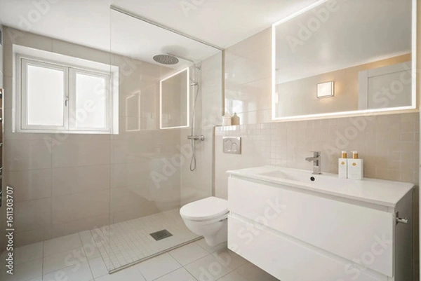 Obraz Modern bathroom interior in minimal scandinavian style