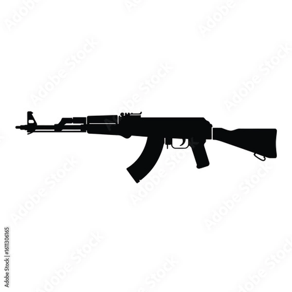 Fototapeta Silhouette of an ak 47 assault rifle on a white background